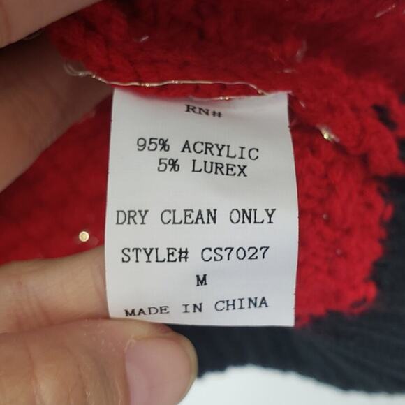 Gianni Bini Button Back Metallic Stitch Knit Sweater Holiday/Christmas/New Years - Picture 4 of 5